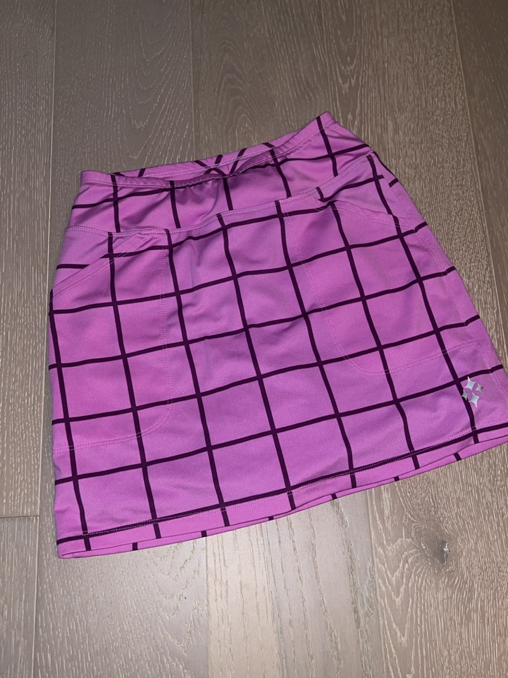 Women's Purple Grid-Print Tennis Skirt US XS